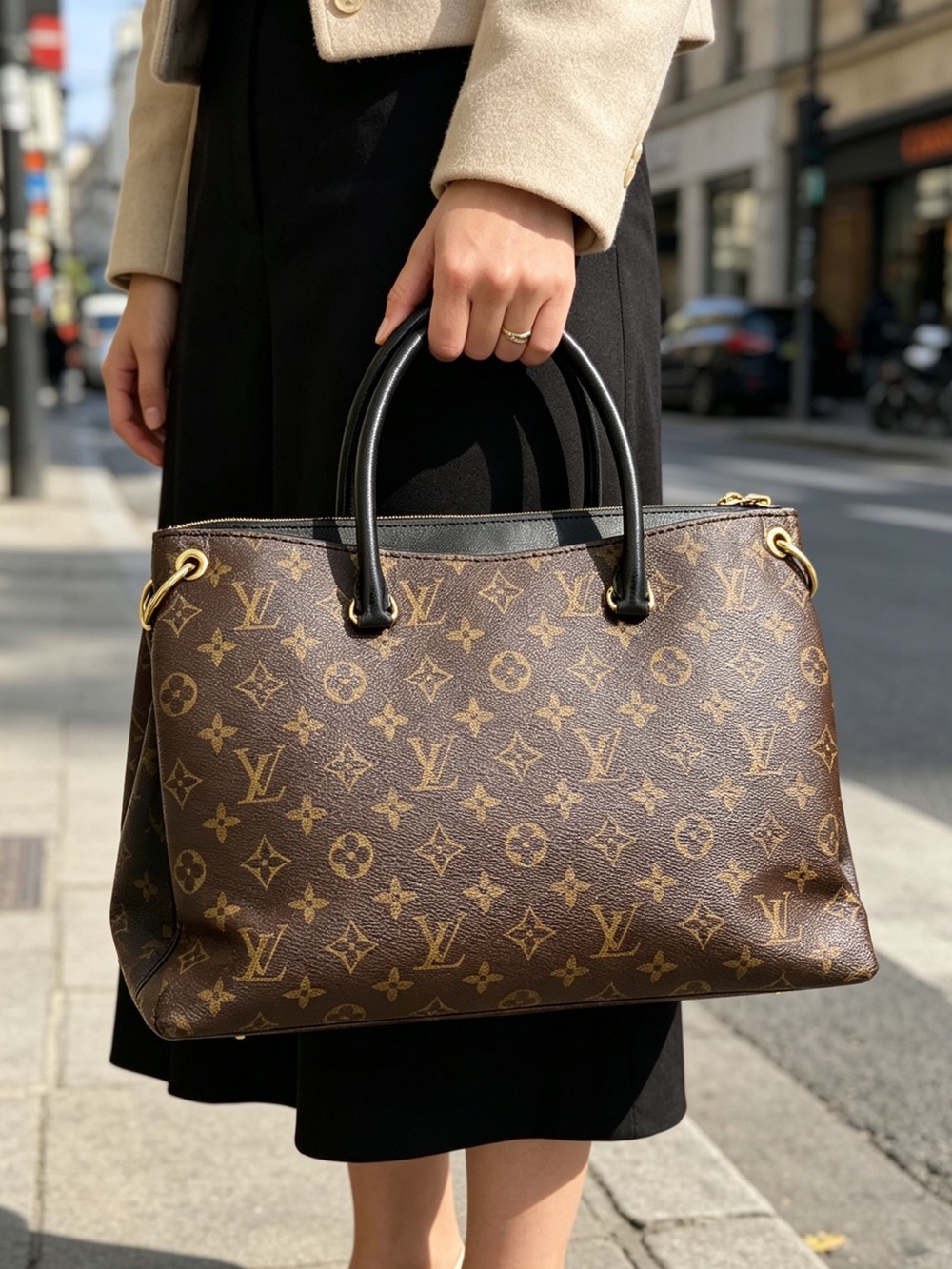 Louis Vuitton Pallas Monogram Canvas Brown Top-Handle Tote